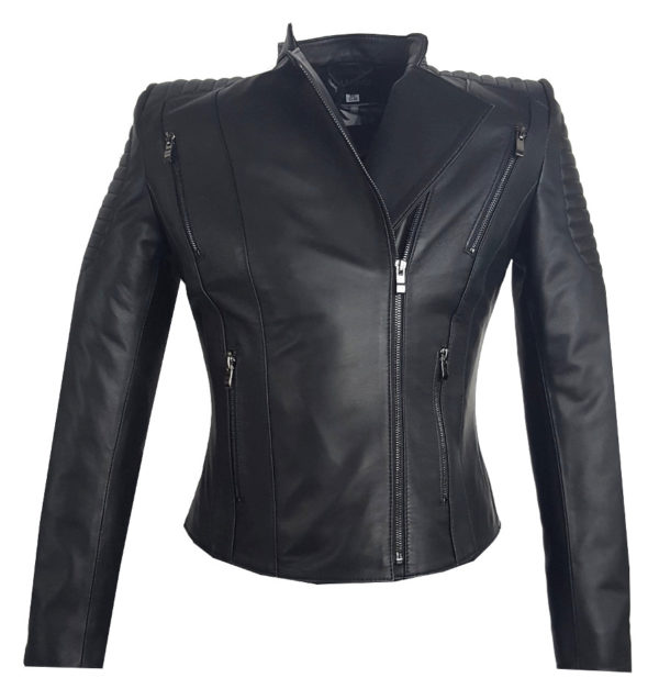 damska czarna ramoneska skora skorzana leather jacket leder chelmek