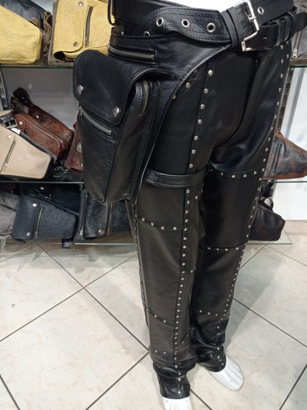 saszetka na udo nogę pas biodro motocyklowa czarna na pasek skórzana torba mała