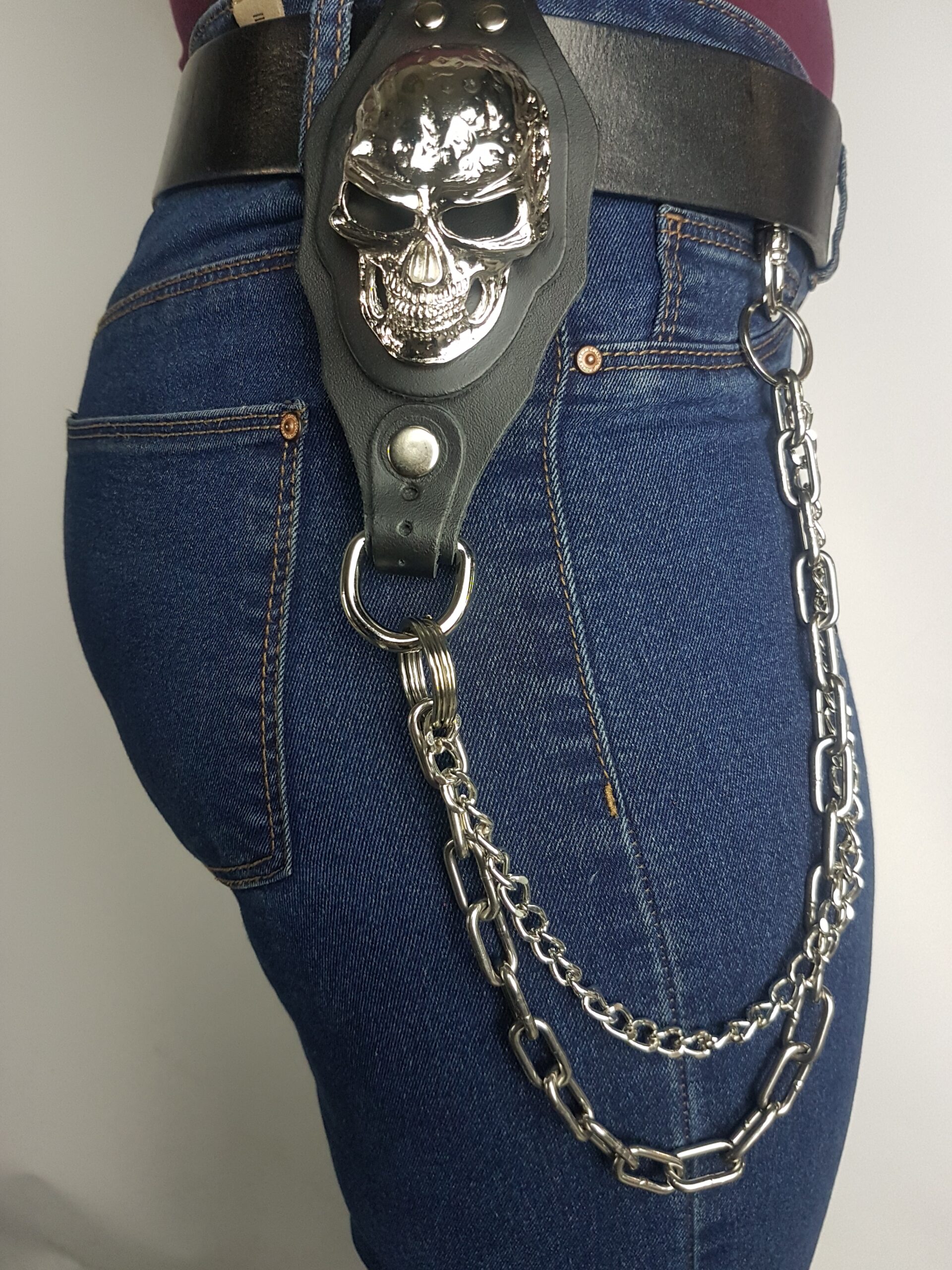 Hosenkette, Schlüsselkette, Karabiner und Ring Trouser chain Punk Biker Motor (7)
