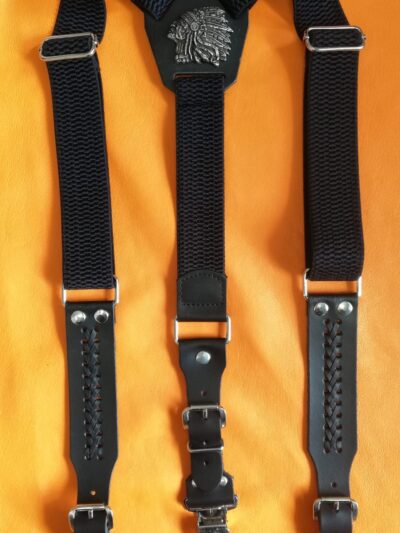 skórzane szelki motocyklowe indianin czarne mocne szerokie