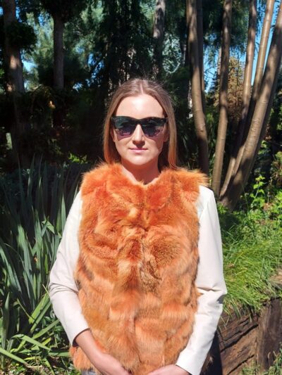 kamizelka damska z naturalnego futra lisa ruda ciepła jesień zima