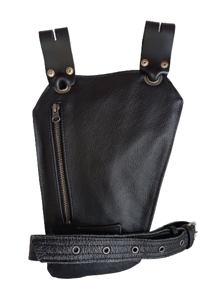 skórzana czarna torba saszetka na nogę motocyklowa leather drop bag leder tasche (1)
