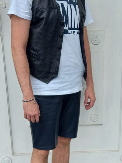 czarna skórzana kamizelka męska m l xl