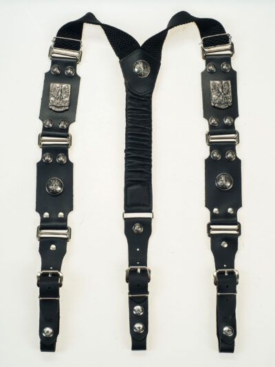 skórzane szelki z orłem w koronie mot