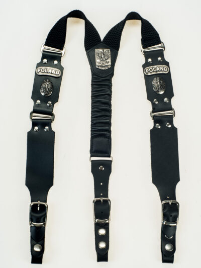 czarne skórzane szelki motocyklowe orzeł w koronie mocne