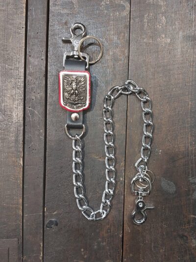 łańcuch bojówka skórzana brelok zawieszka do spodni kluczy czerwono biały patriotyczny polska made in poland