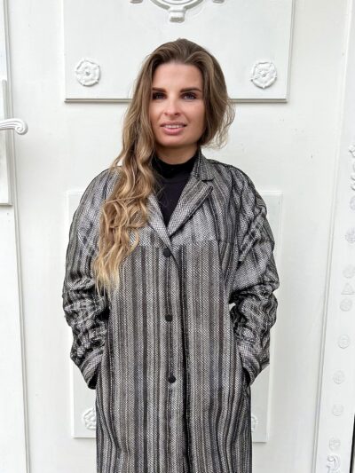 skórzany płaszcz damski czarny szary oversize trendy wiosna jesień