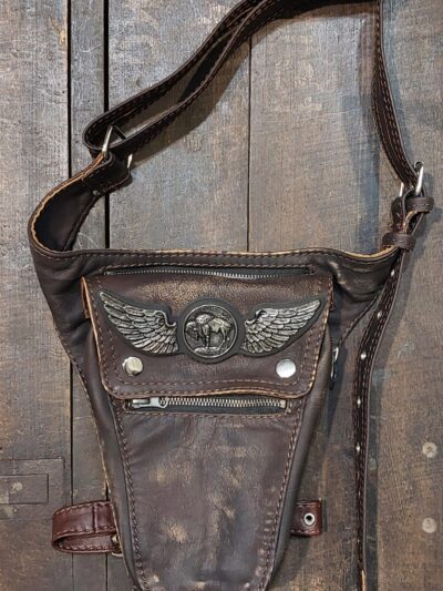 skórzana torba saszetka na nogę pas udo motocyklowa