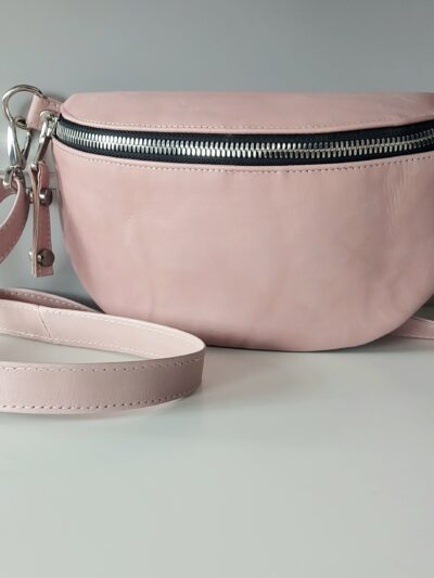 skórzana damska torebka nerka różowa pastelowa na ramię