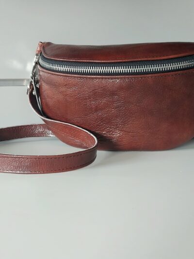 skórzana saszetka torebka damska nerka brązowa