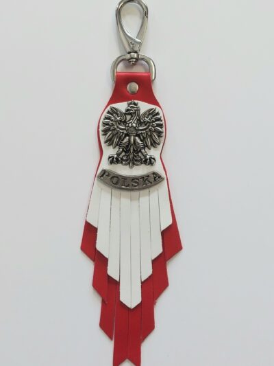 czerwono biały skórzany brelok do kluczy polska poland patriotyczny