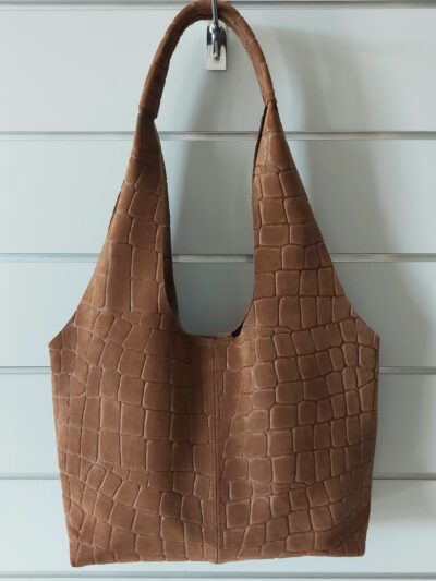 skórzana zamszowa torebka damska camel