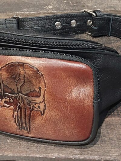czarno brązowa saszetka nerka czaszka skull chopper