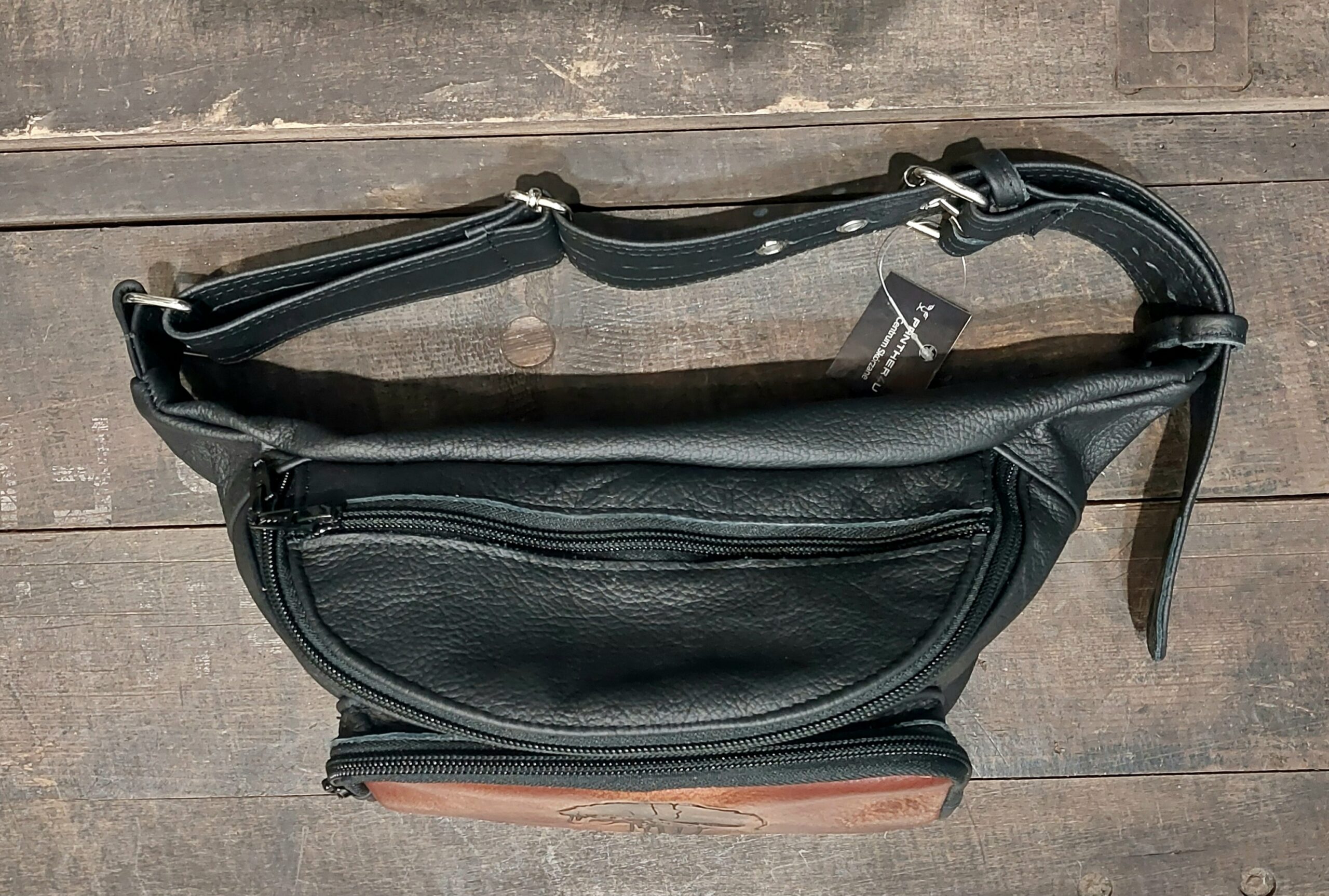 czarno brązowa saszetka nerka czaszka skull chopper (3)