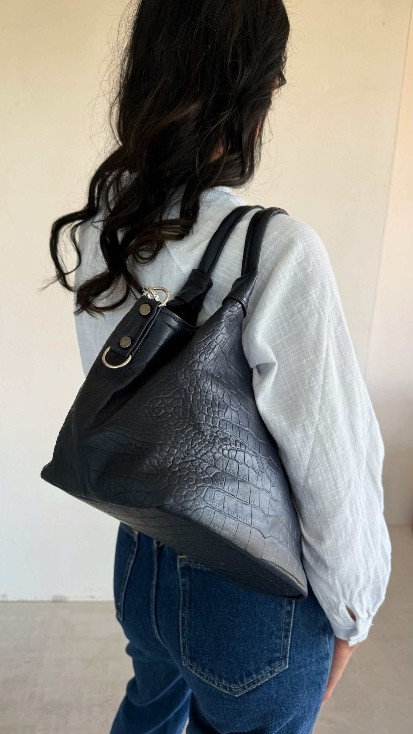 garnatowa skórzana torebka city bag