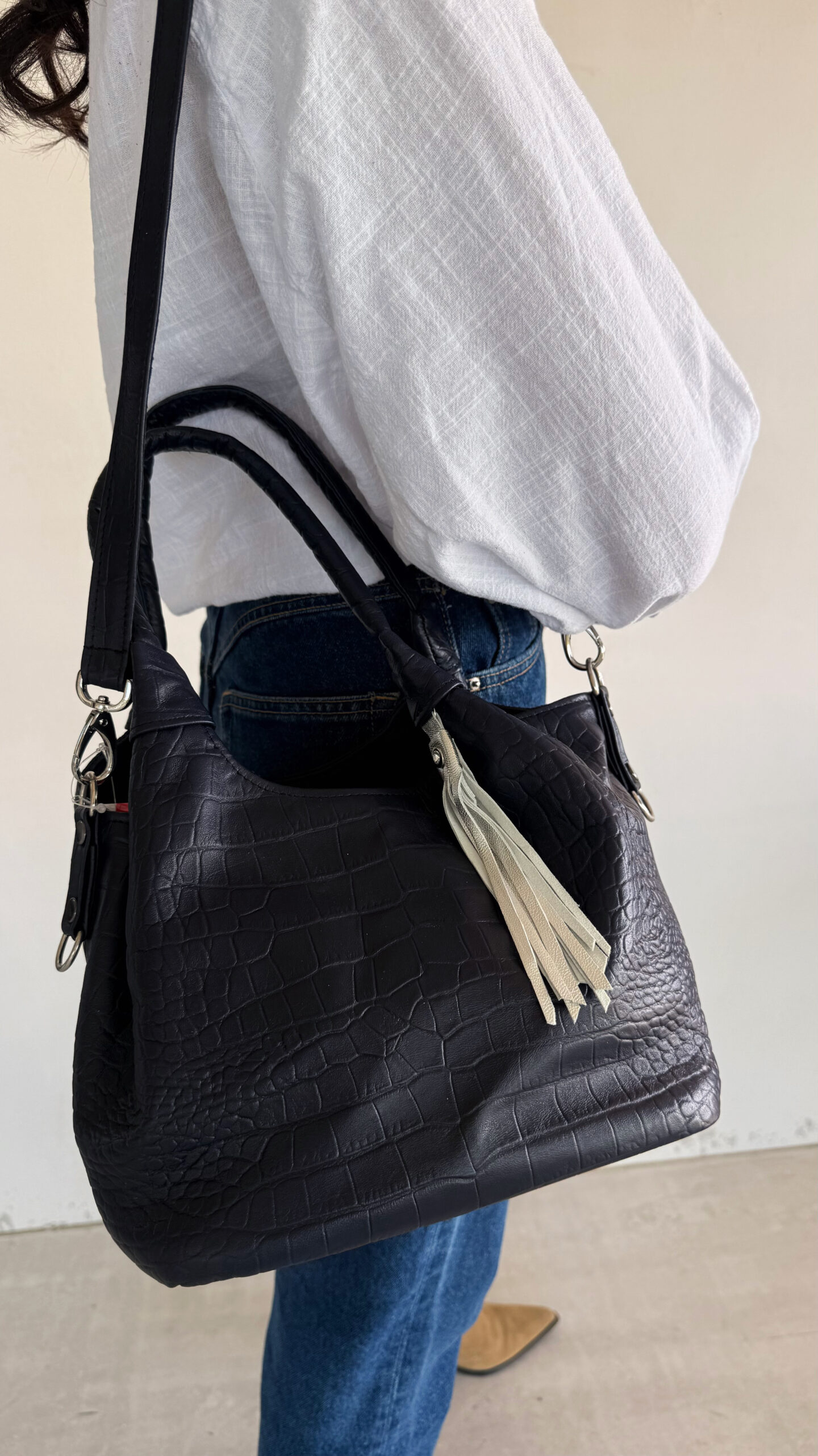 garnatowa skórzana torebka city bag
