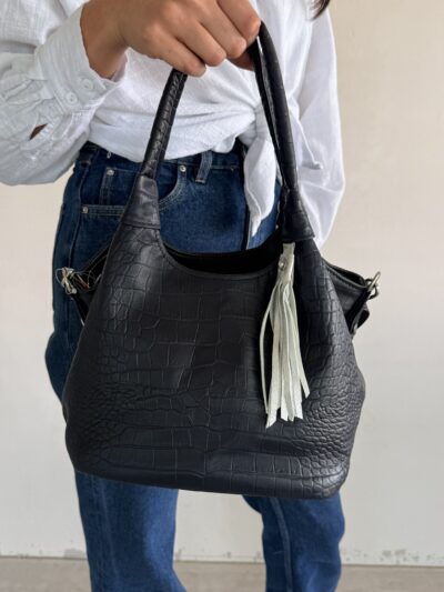 garnatowa skórzana torebka city bag