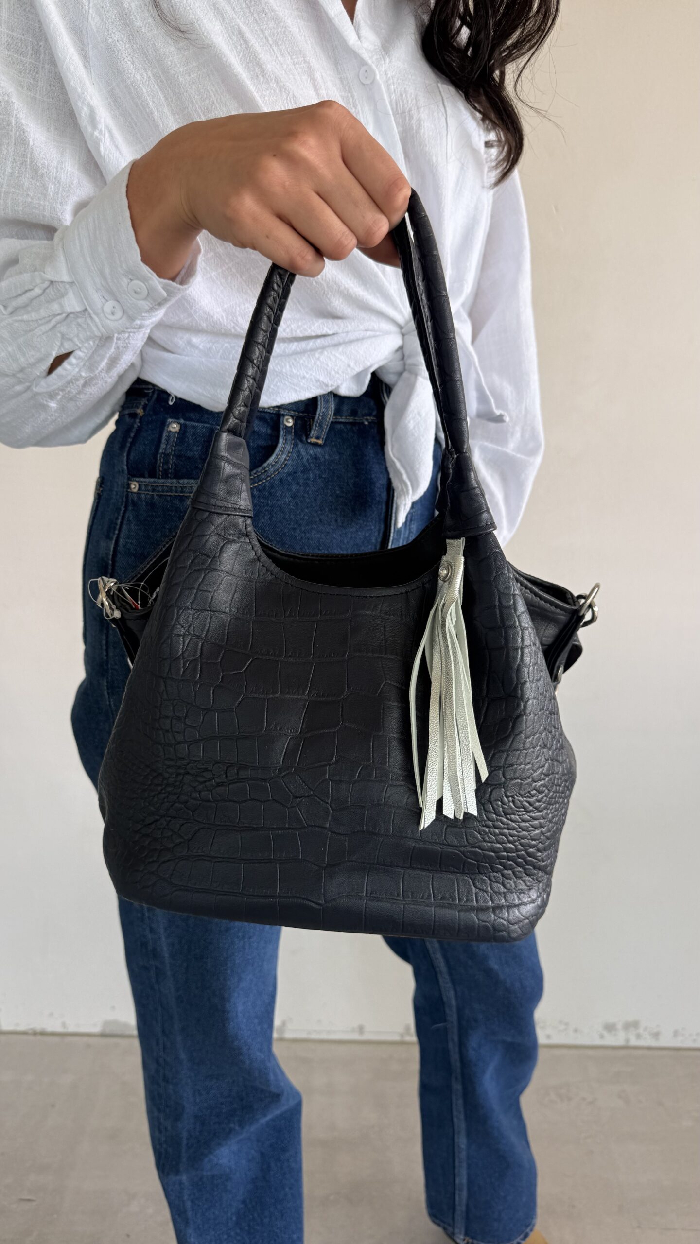 garnatowa skórzana torebka city bag